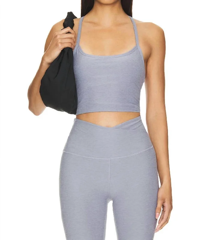 Spacedye Slim Racerback Cropped Tank Top In Cloud Heather Gray Clearance Event