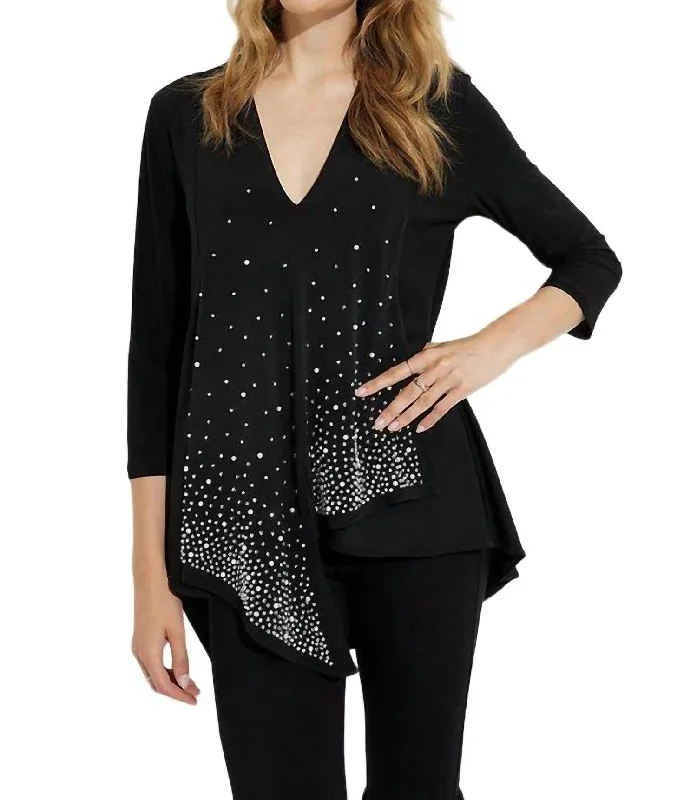 Sparkle Tunic Top In Black Explore What's New