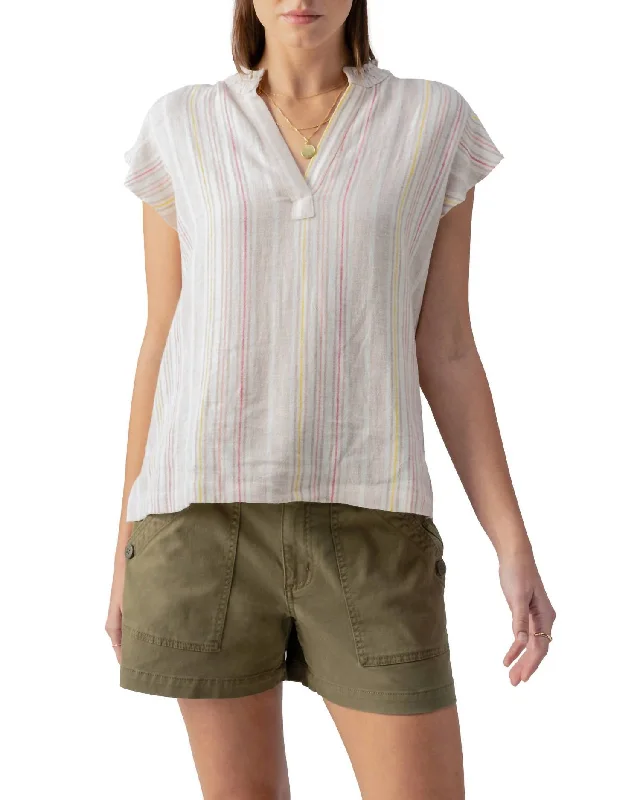 Split Neck Tunic Top In Patio Stripe Shop Our Looks