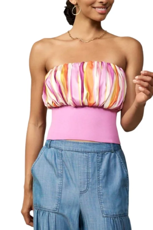 Spring Stripe Tube Top In Pink Stylish Looks