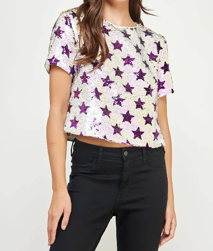 Star Sequins Top In Purple Mother's Day Special