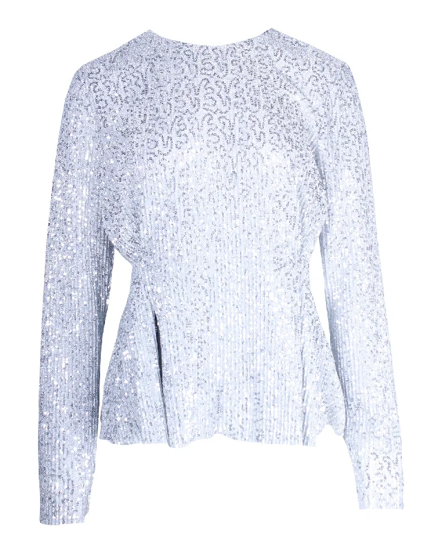 Stine Goya Glory Sequin-Embellished Top in Silver Polyester Trend Forward Threads For Her