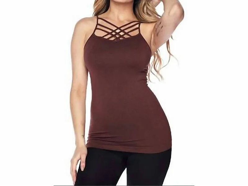 Strappy Criss Cross Cami In Brown Trend Setting Wardrobe