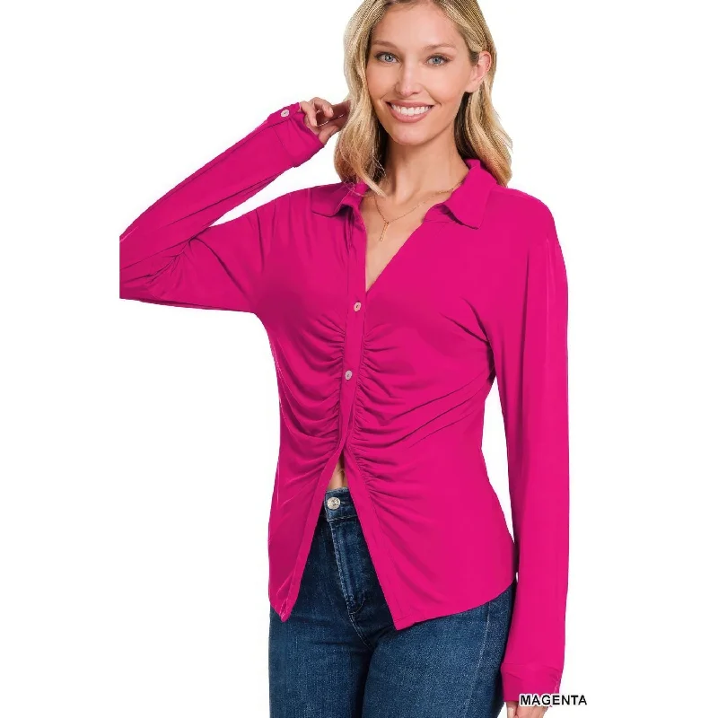 Stretchy Ruched Shirt Chic Allure