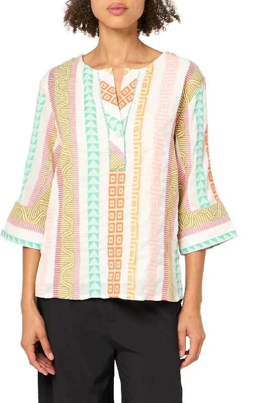 Stripe Boxy Top In Multi Trendy Women's Wear Collection