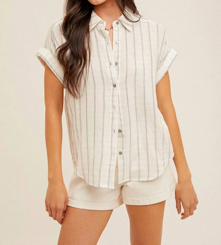 Stripe Button Down In Ivory Unbeatable Prices