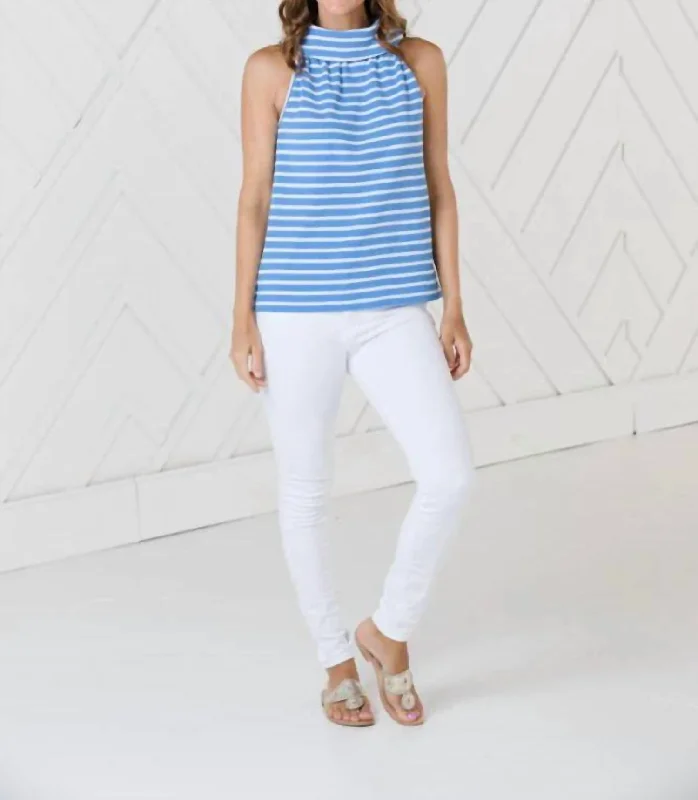 Stripe Cowl Neck Top In Marina/white Stripe Trend Alert