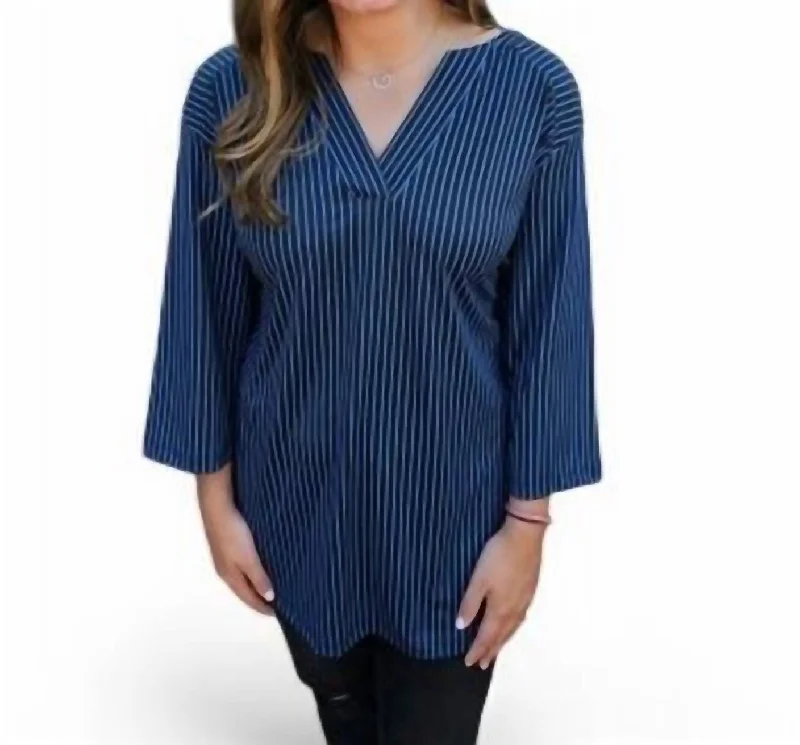 Stripe Top In Black/blue Fashionista Favorites