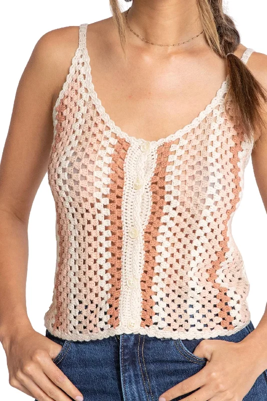 Striped Cropped Crochet Top In Clay Style Redefined