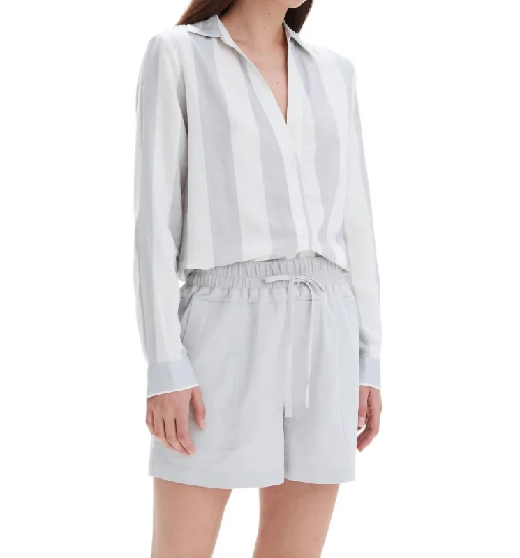 Striped Frida Linen Shirt In Limestone Graceful Drape