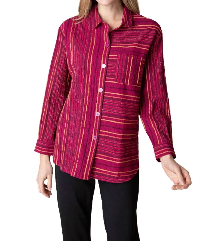 Stripes Boyfriend Pocket Shirt In Red Fashion For Every Occasion