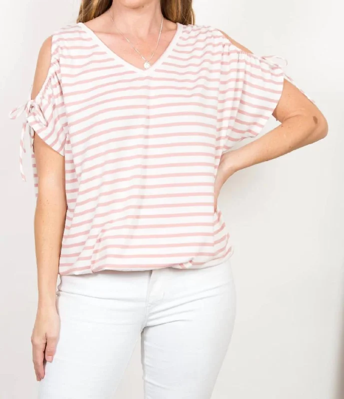 Stripped Dolman Top In Pink Dreamy Aesthetic