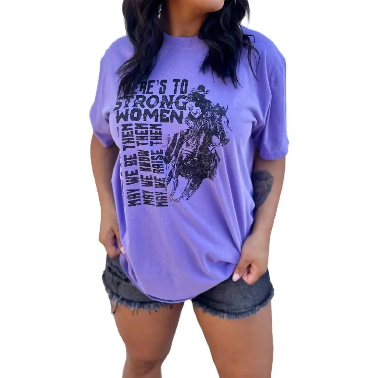 Strong Women Vintage Tee In Violet Lightweight Fabric