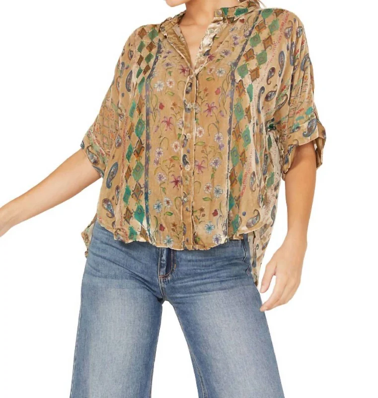 Sugar Burnout Lynn Shirt In Brown Multi Versatile Wardrobe Essentials