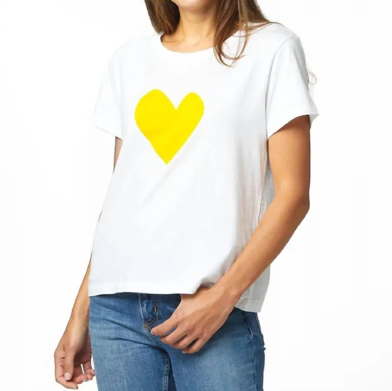 Suke Imperfect Heart Tee Top In White/yellow Latest Fashion