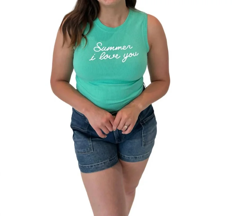 Summer I Love You Tank In Turquoise Mid - Week Surprise