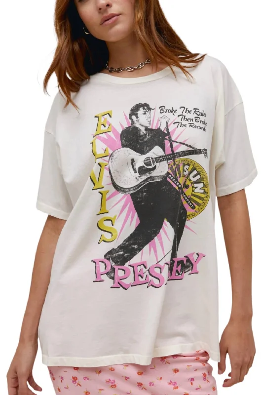 Sun Records X Elvis Broke The Rules Tee Top In Vintage White Don't Miss Out