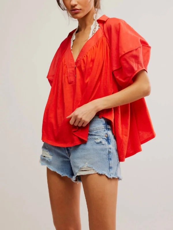 Sunray Babydoll Top In Red Must-Have Styles