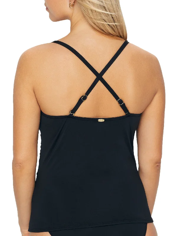 Sunsets Women's Black Simone Tankini Top Trendy Street Style Attire