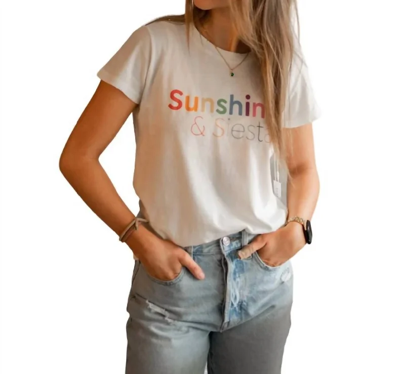 Sunshine & Siesta Rainbow Tee In White Graceful Cut