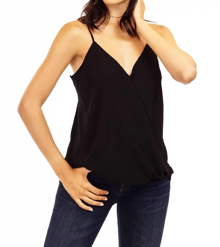 Surplice Tank Top In Onyx Alluring Design