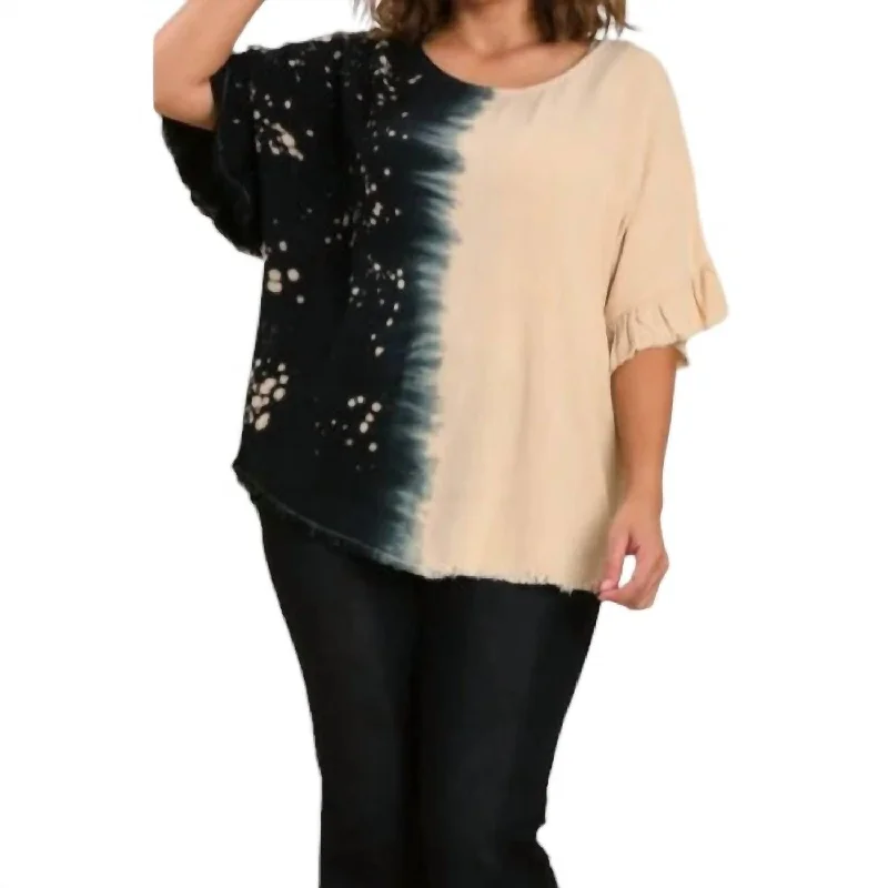 Susie Dip Dyed Top In Black/beige Special Offer