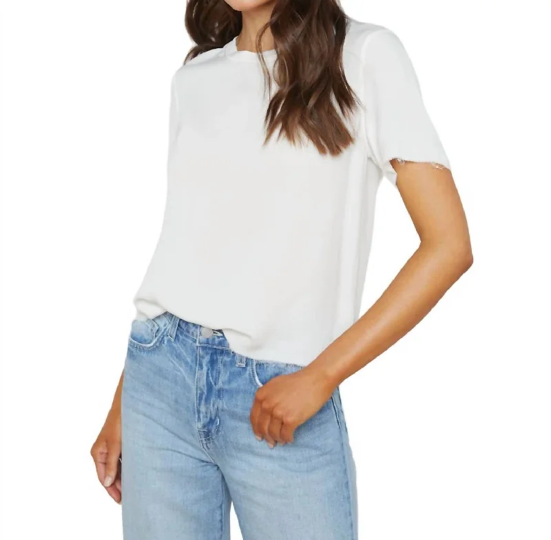 Suzette Silk Tee Shirt In White Rustic Countryside Charm Look