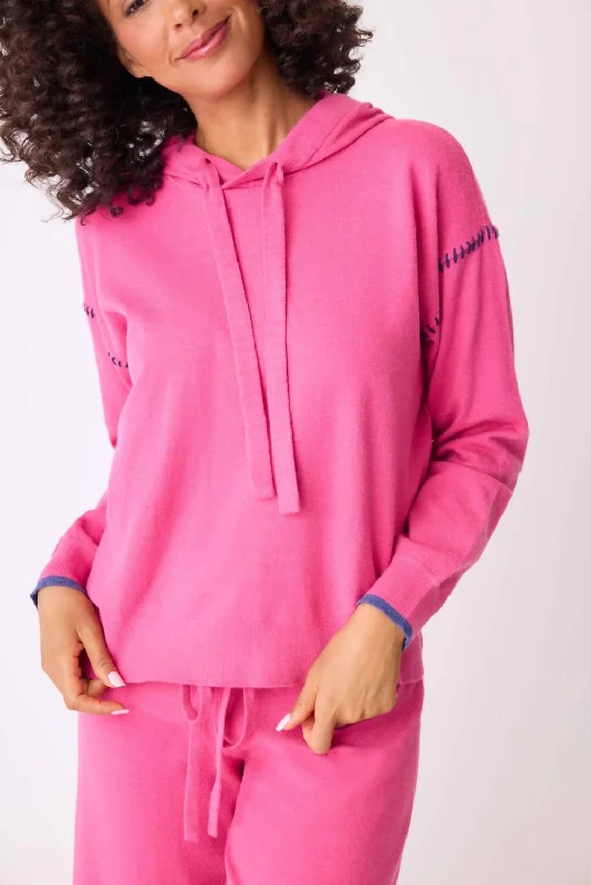 Sweater Weather Pullover Hoodie In Fuchsia Mid - Week Surprise