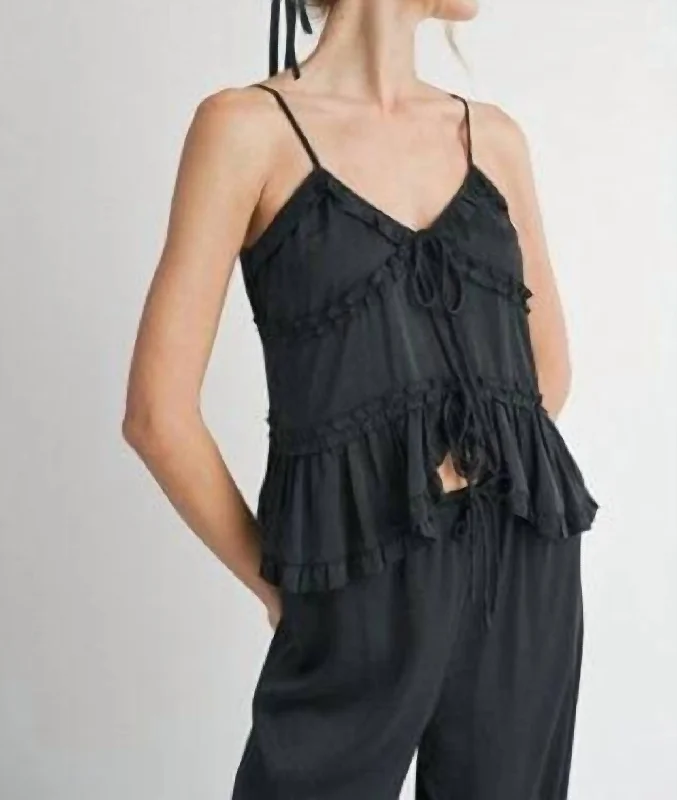 Sweet Treat Ruffle Tank In Black Chic Urban Fashion Look