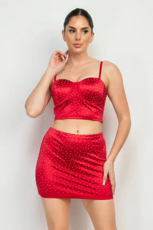 Sweetheart Bustier Rhinestones Crop Top Seize Bargains