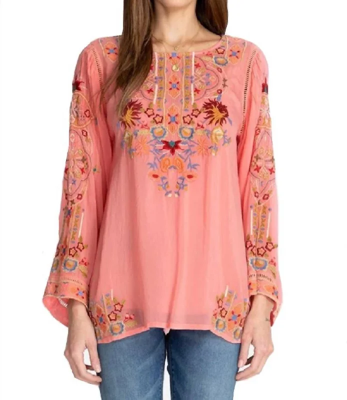 Sypress Blouse In Coral Sunset Designer Wear On Sale