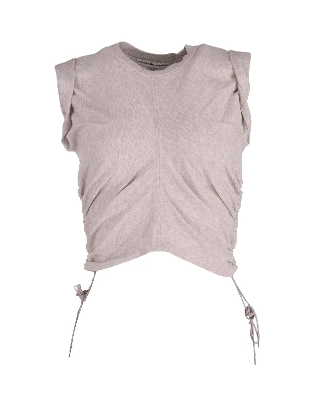 T by Alexander Wang Ruched Side Detail Top in Grey Cotton The Latest Fashion Trends