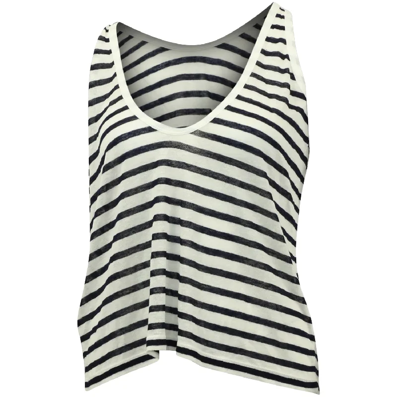 T by Alexander Wang Striped Burnout Tank Top in White and Black Rayon Casual Chic