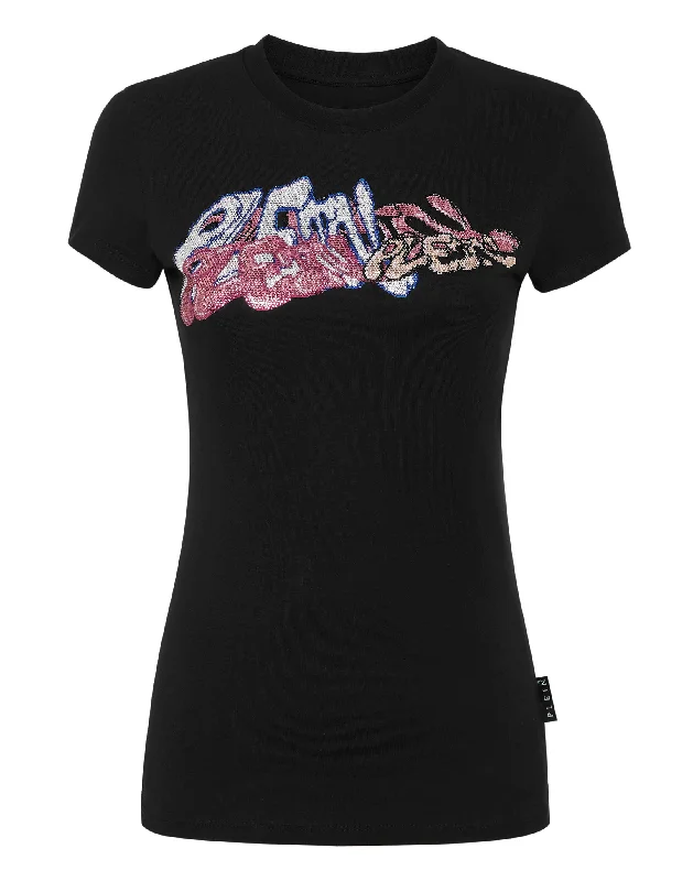 T-Shirt Sexy Pure with Crystals Bombing Graffiti Fashion Essentials