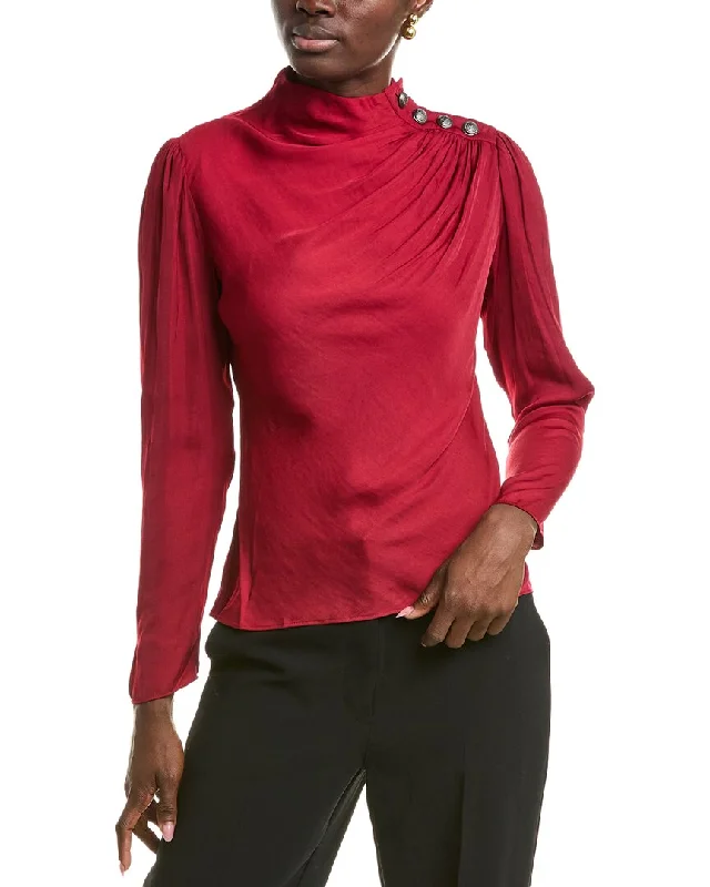 T Tahari High-Neck Airflow Blouse Massive Selection Sale