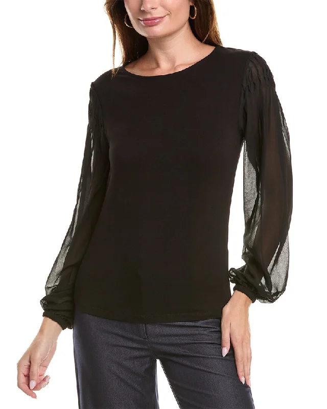 T Tahari Mix Media Smock Top Quick Grab Deals