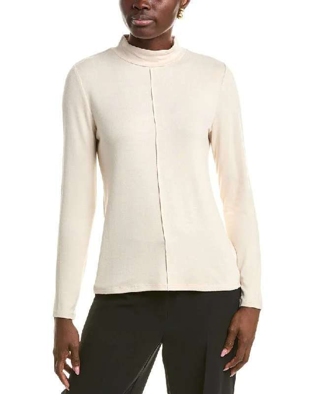 T Tahari Mock Neck Knit Jersey Top Flash Sale