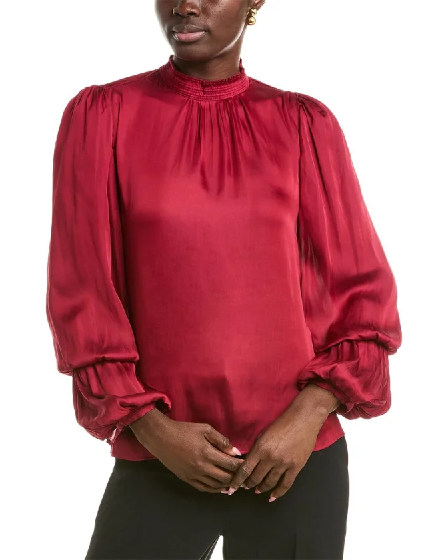 T Tahari Mock Neck Woven Blouse Flash Sale Fever