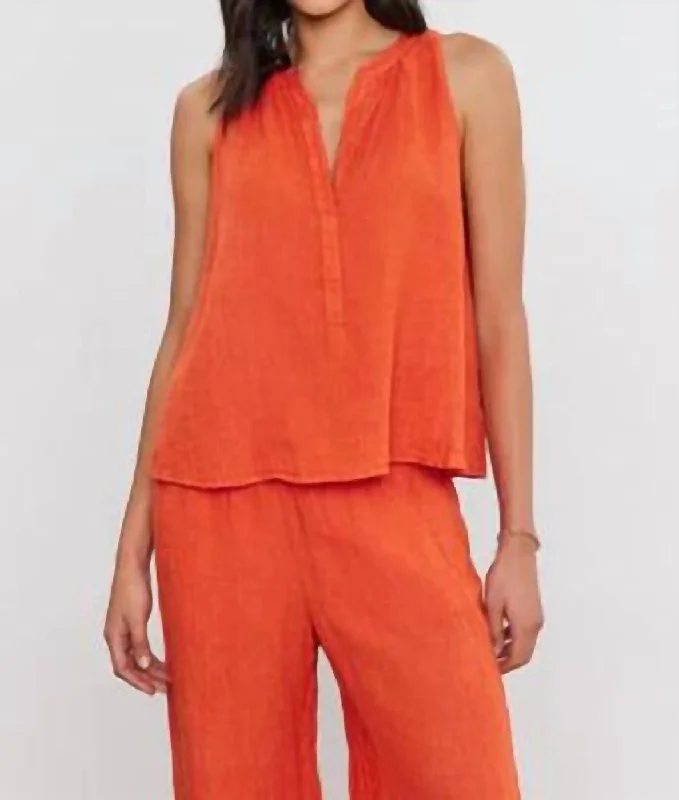 Tacy Linen Top In Paprika Ride The Style Wave