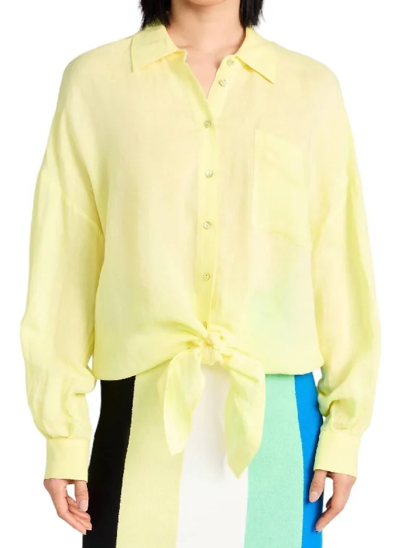 Talitha Tie Blouse In Yellow Sorbet Chic Style, Always In Vogue