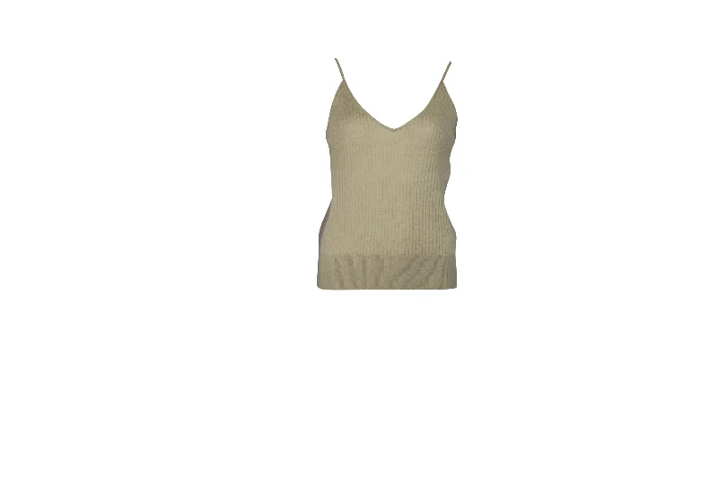 Tamara Mellon Ribbed Camisole Top in Beige Cashmere Sleek Design