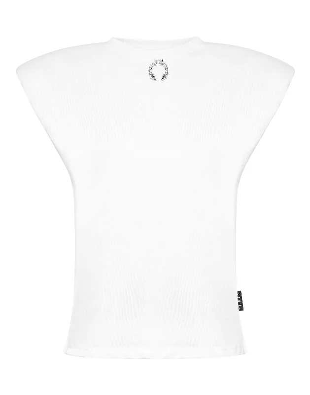 Tank Top Round Neck Piercing With Padded Shoulder Season Sale