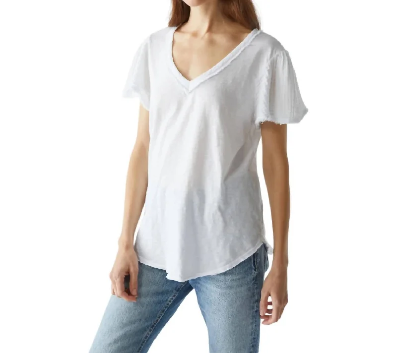 Tate Short Sleeve Gauze Tee In White Attire Sale