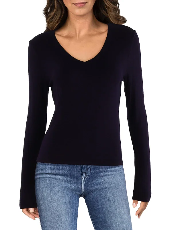 Tayshia Womens V-Neck Long Sleeve Pullover Top Holiday Glam