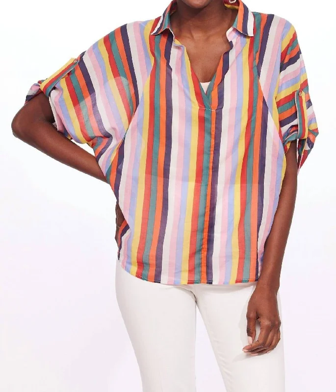 Teale Top In Fiesta Stripes Holiday Glam