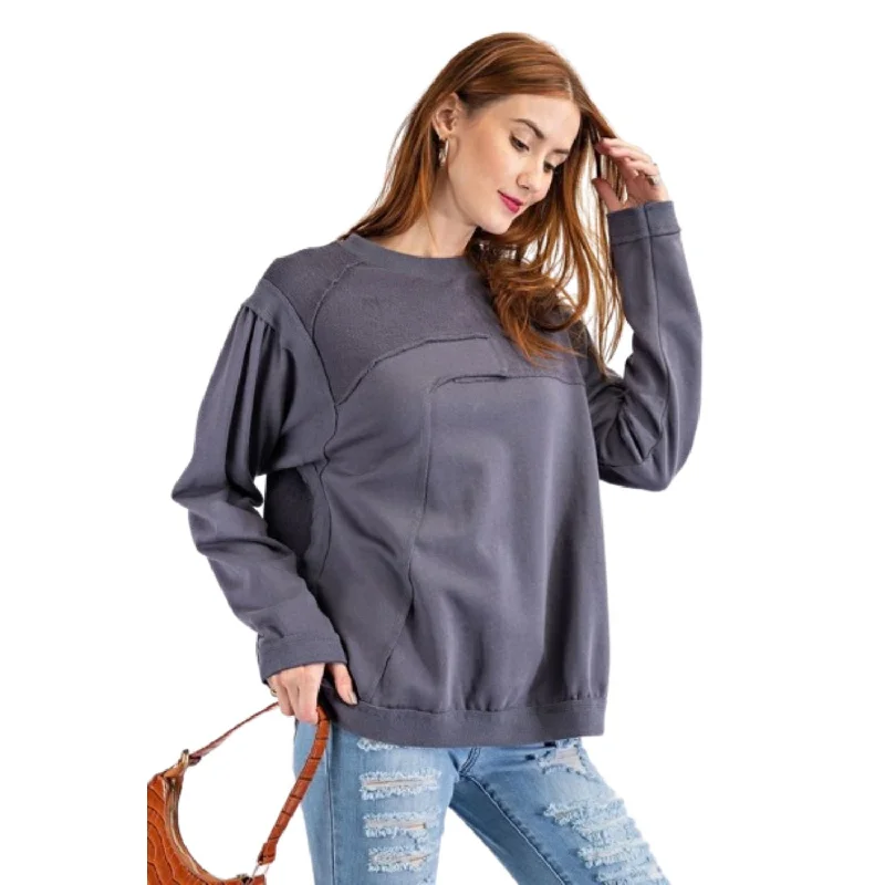 Terry Knit Loose Fit Pullover High End Women's Wear