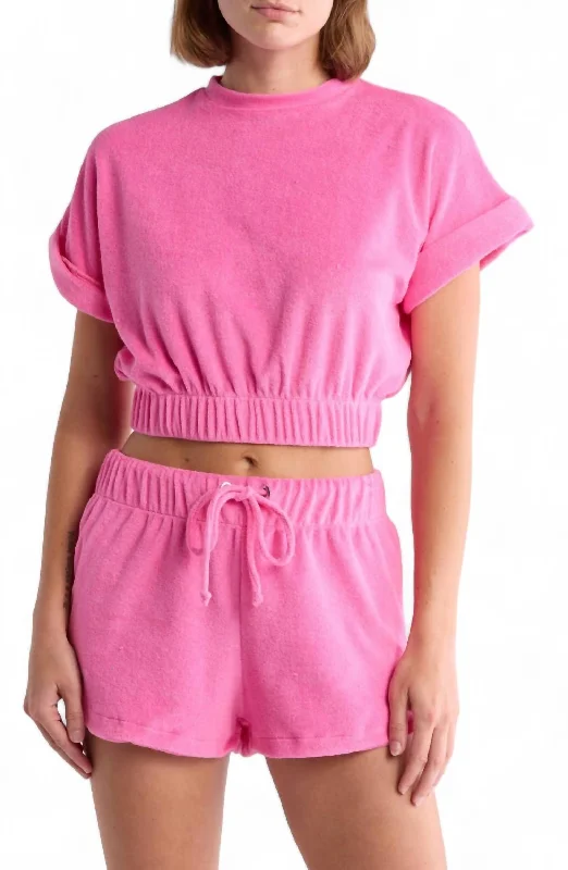 Terry Top In Hot Pink Chic Everyday Wear