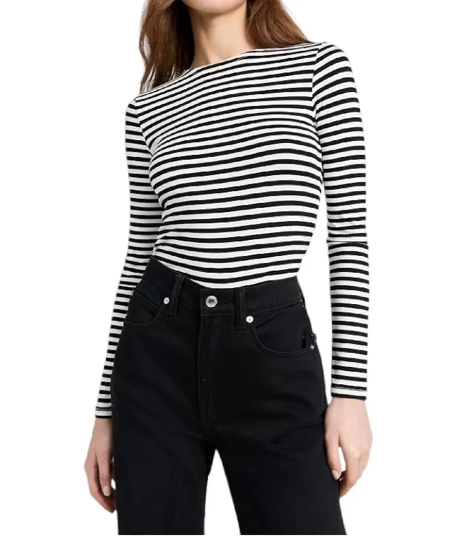 Tess Striped Long Sleeve Top In Black/white Final Sale