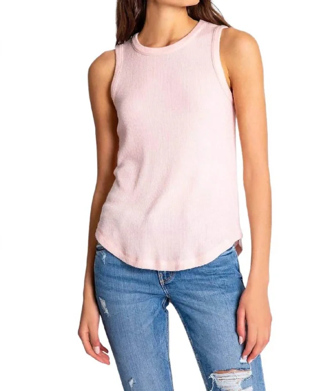 Textured Basic Pajama Tank Top In Blush Spring Wardrobe