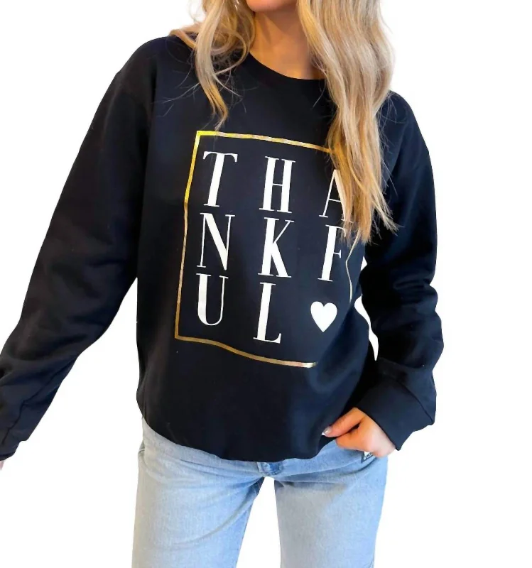 Thankful Heart Sweatshirt In Black Seasonal Picks